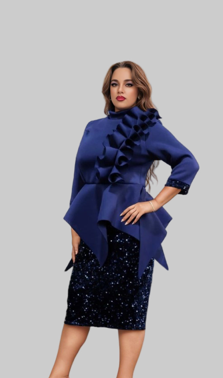 A Ruffle Sequin Skirt Set