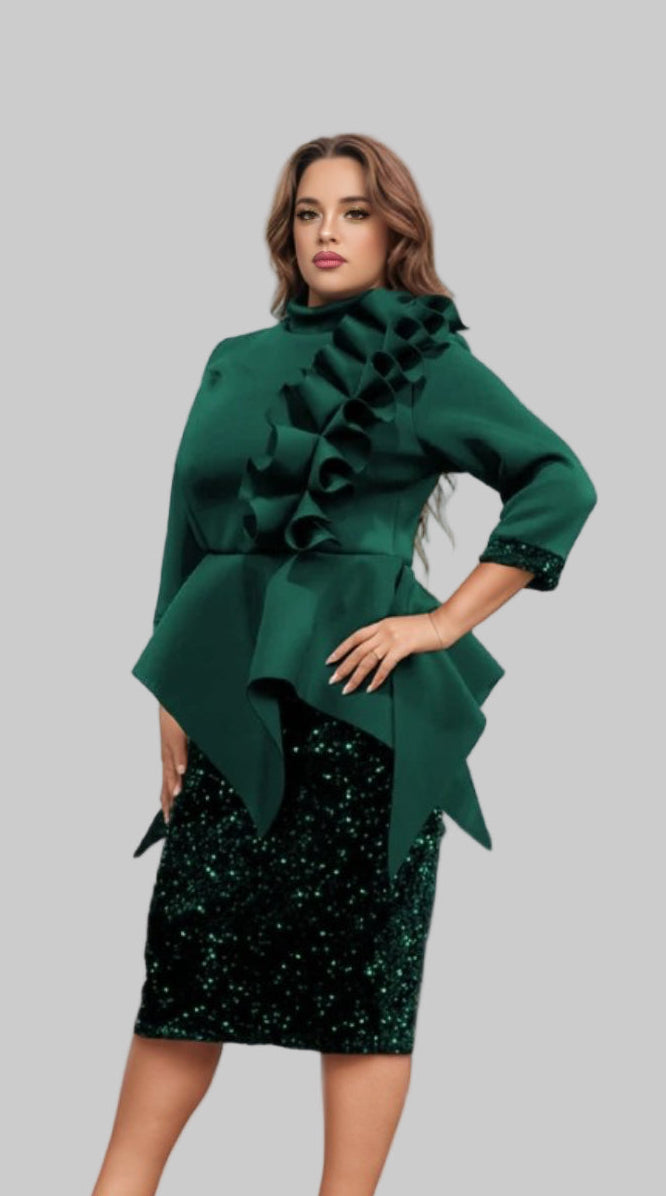 A Ruffle Sequin Skirt Set