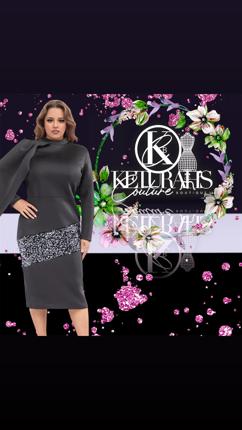 Ashlyn Symmetrical Sleeve Sequin Dress