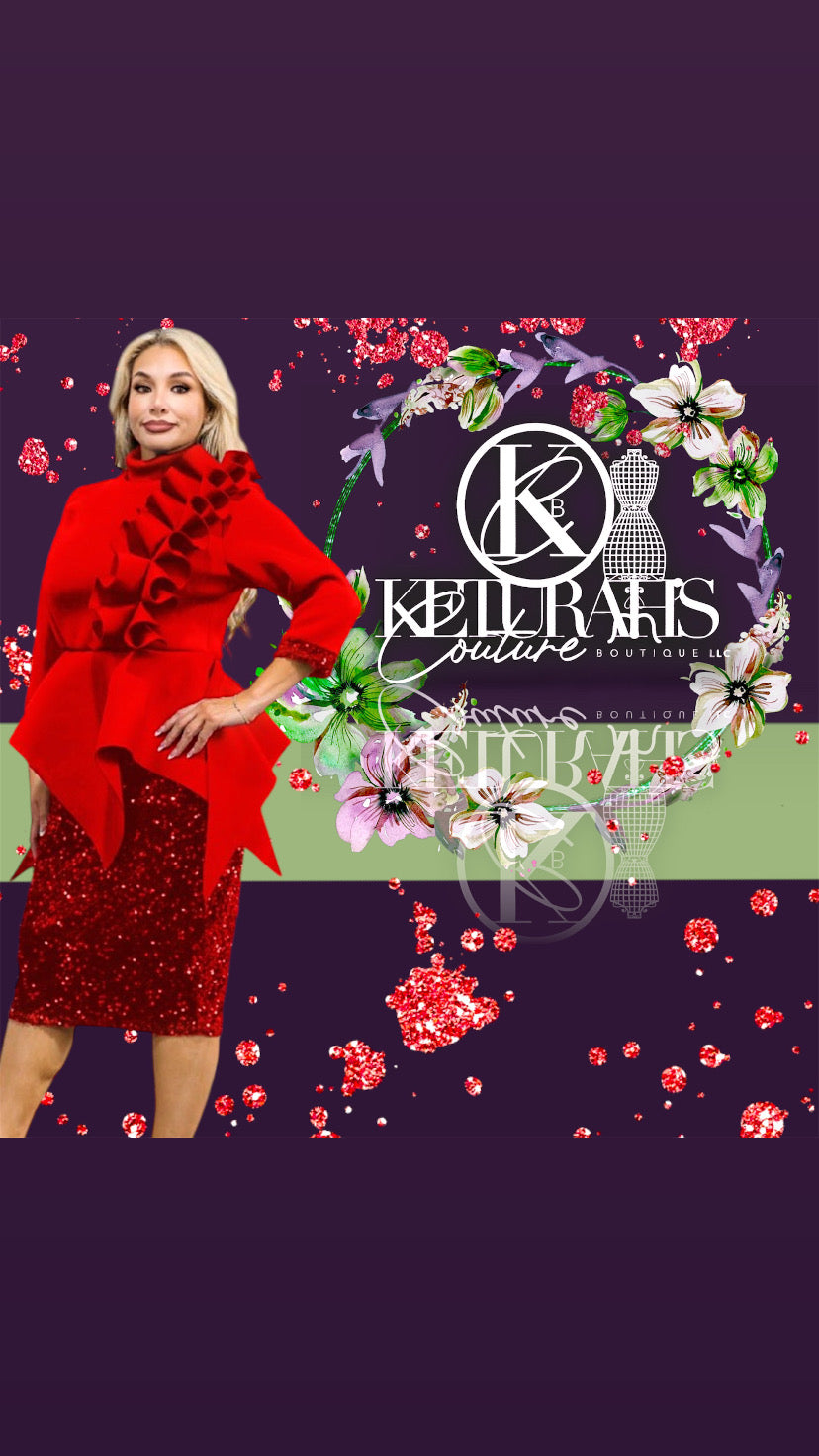 A Ruffle Sequin Skirt Set