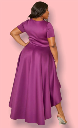 A Flattering Plum Hi Lo Maxi Dress